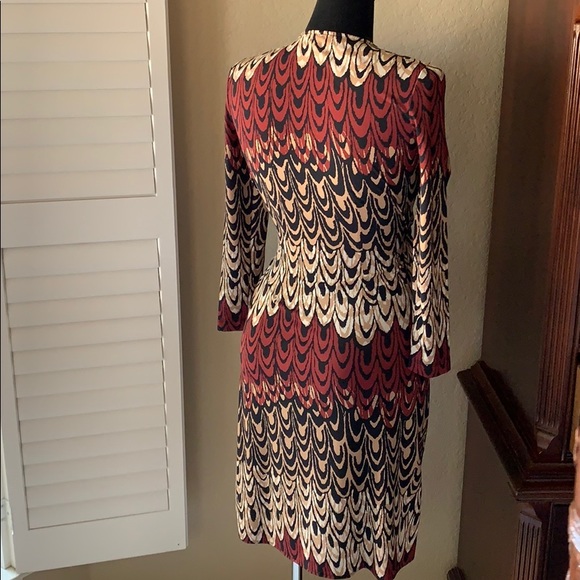 BCBGMAXAZRIA Womens Adele Jersey Printed Wrap Dress Size Small - Picture 4 of 6